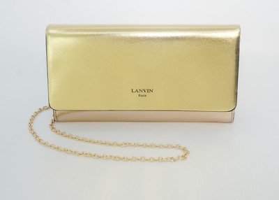 Lanvin Women's Sugar Metallic Leather Clutch Bag On Chain Bag, Gold, MSRP $1,995