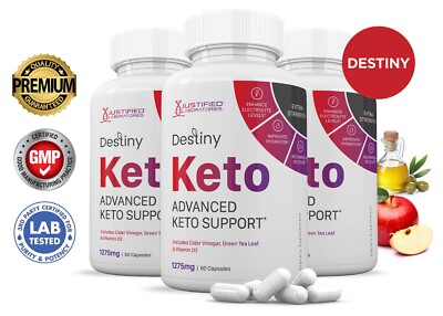 Destiny Keto ACV Pills 1275 MG Stronger Than Gummies Keto Support 3 Bottle