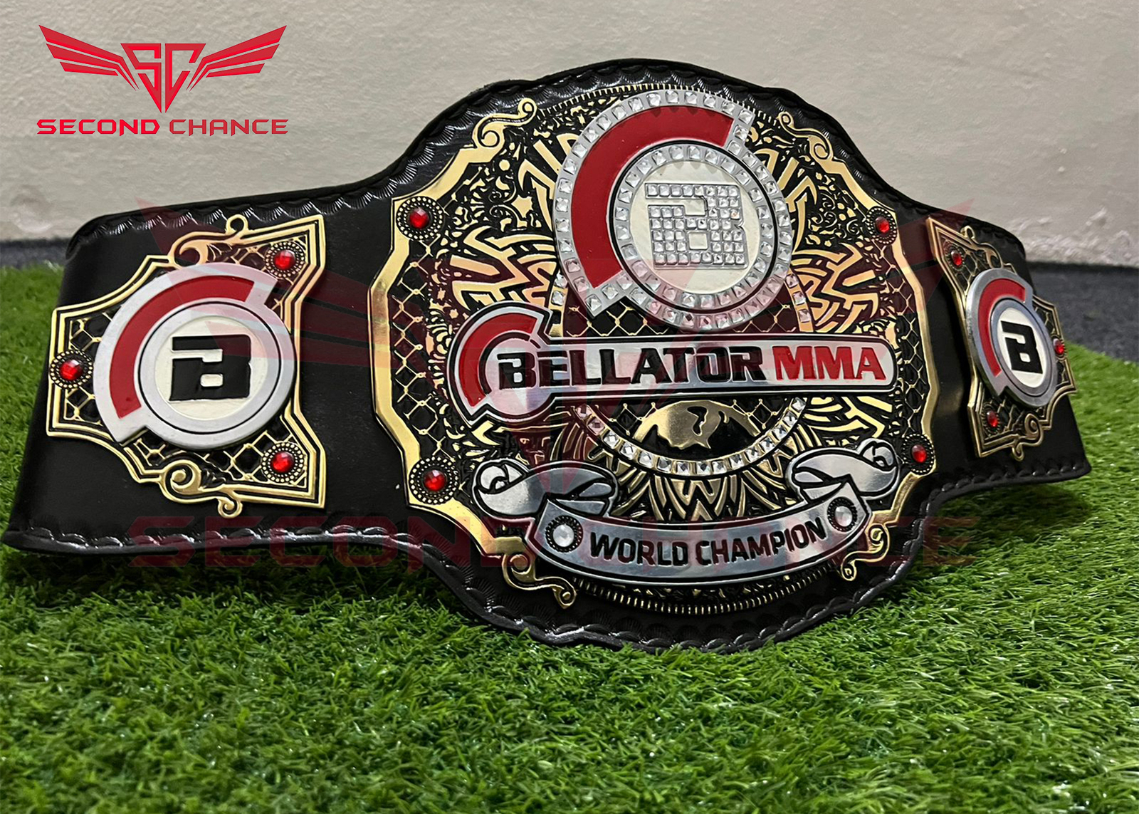 Bellator MMA World Champion Belt 4mm Zinc 2 Layer & 24k Gold Dual Plated Replica - Picture 1 of 3