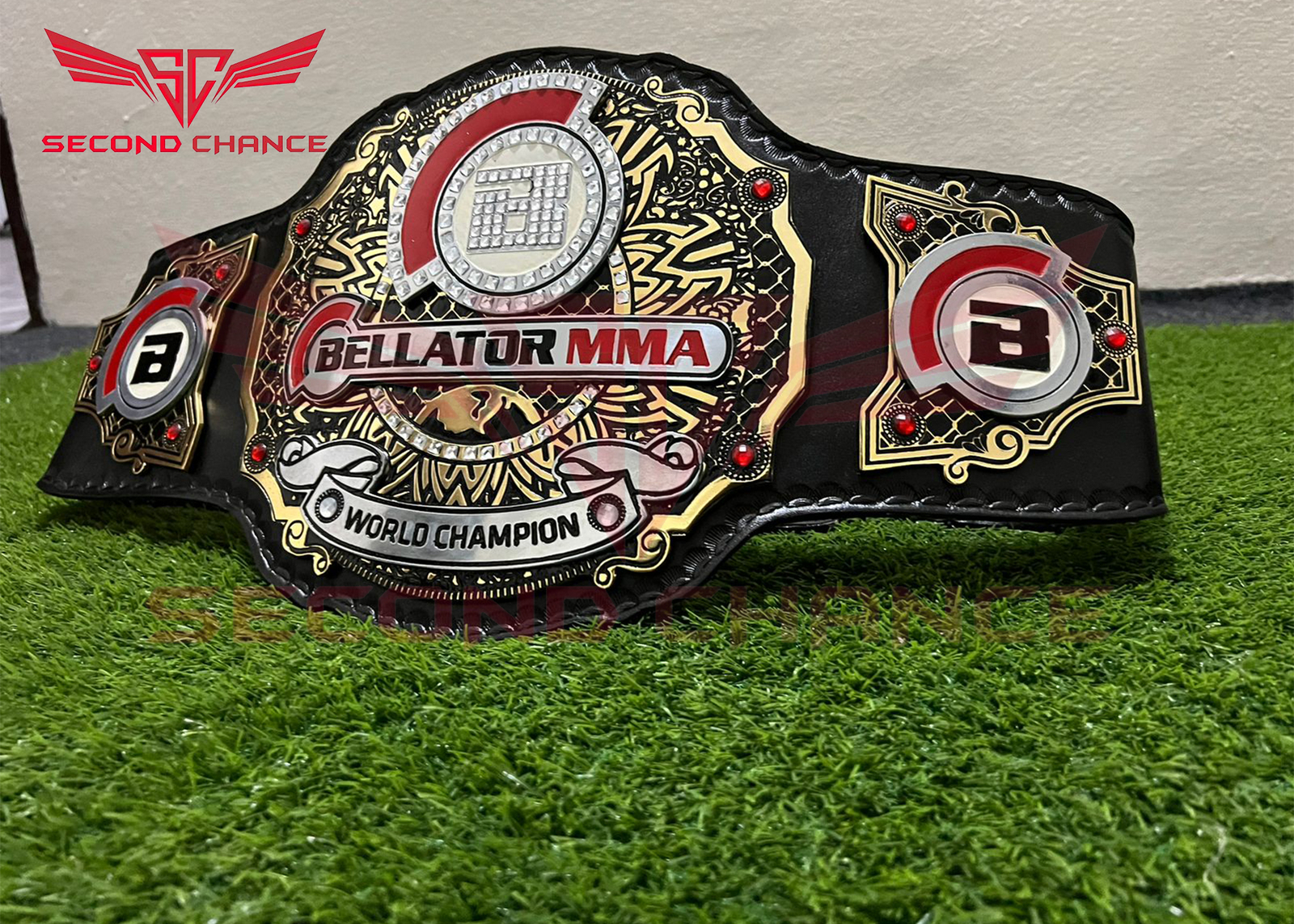 Bellator MMA World Champion Belt 4mm Zinc 2 Layer & 24k Gold Dual Plated Replica - Picture 3 of 3