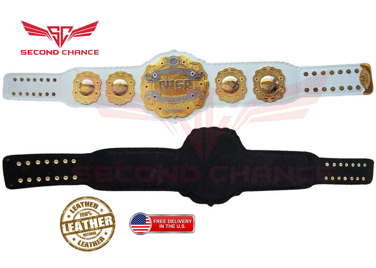 IWGP Intercontinental Championship Belt Replica Dual Plate Belt 2MM/4MM Size - Picture 1 of 4