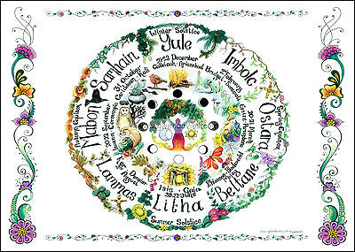 Wheel of the Year A4 wallchart poster planner calendar pagan wicca gardening