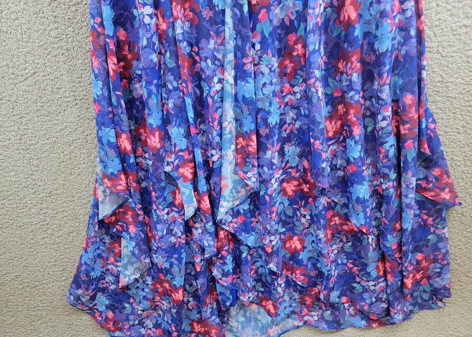 R & M Richards Plus Size Floral-Print Ruffled Maxi Dress Women's 16W Blue Multi - Picture 4 of 16