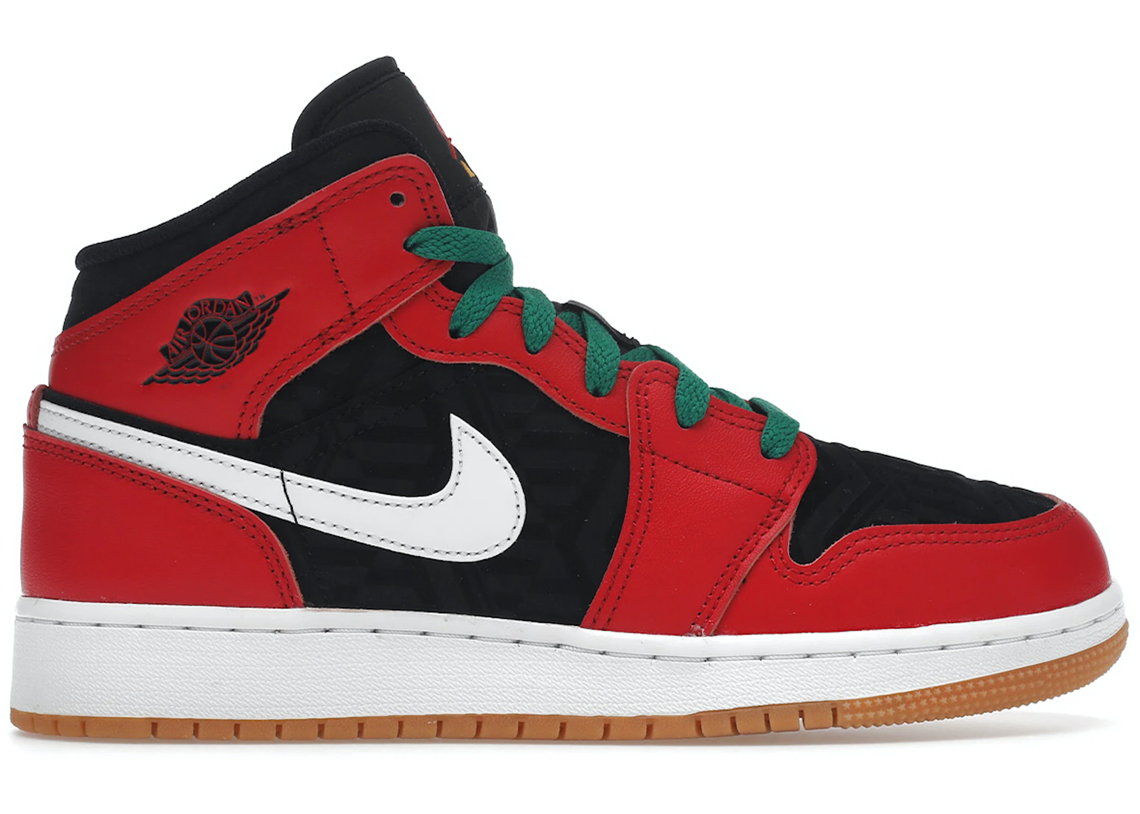 

Nike Air Jordan 1 Mid SE GS Christmas Black Fire Red Malachite DQ8418-006 для женщин, Красный, Nike Air Jordan 1