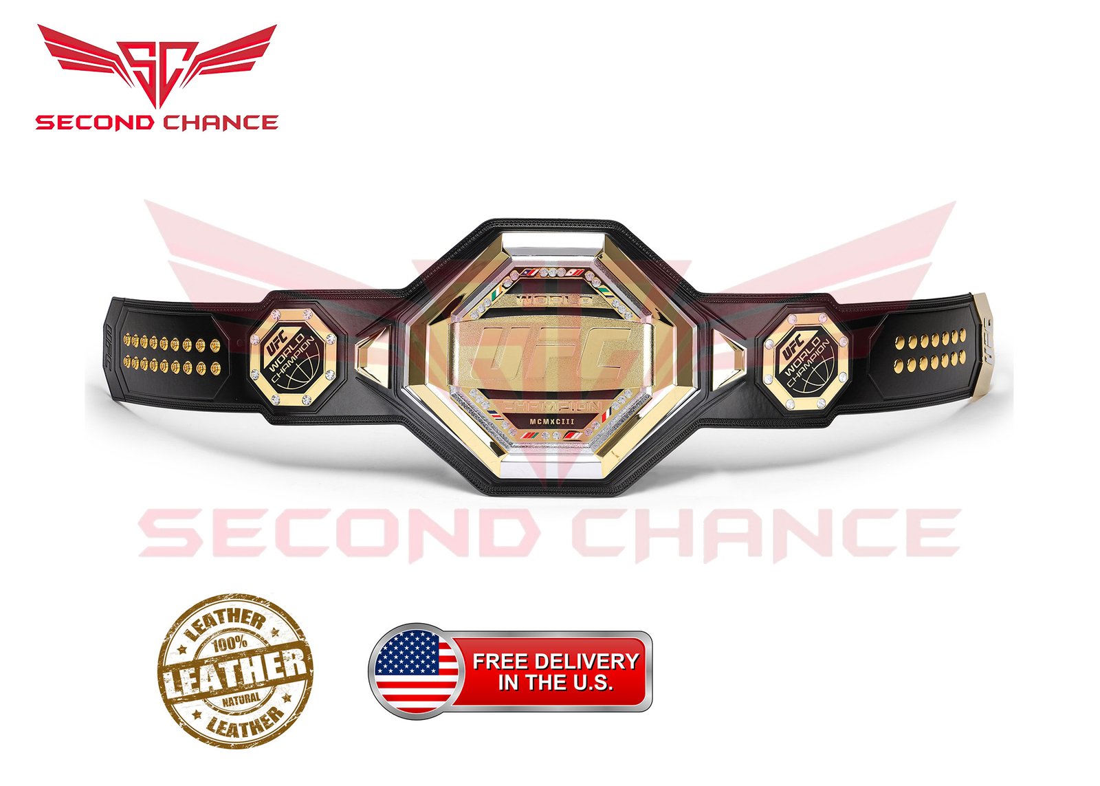 UFC championship replica title belt 2mm/4mm Zinc Wrestling belt Adult Size - Picture 1 of 5