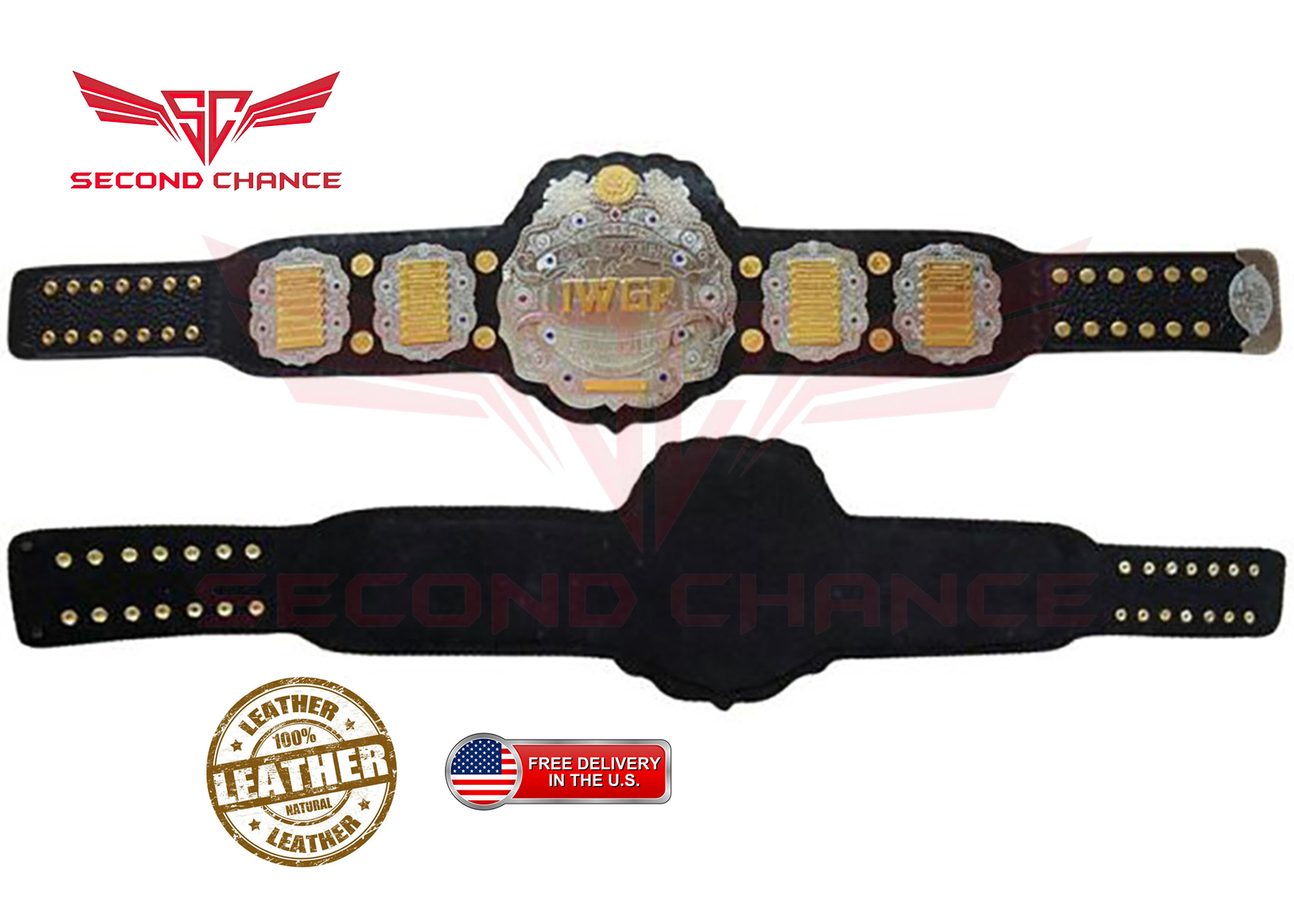 New IWGP V4 Heavyweight Championship Replica Dual Plate Belt 2MM/4MM Adult Size - Picture 1 of 5