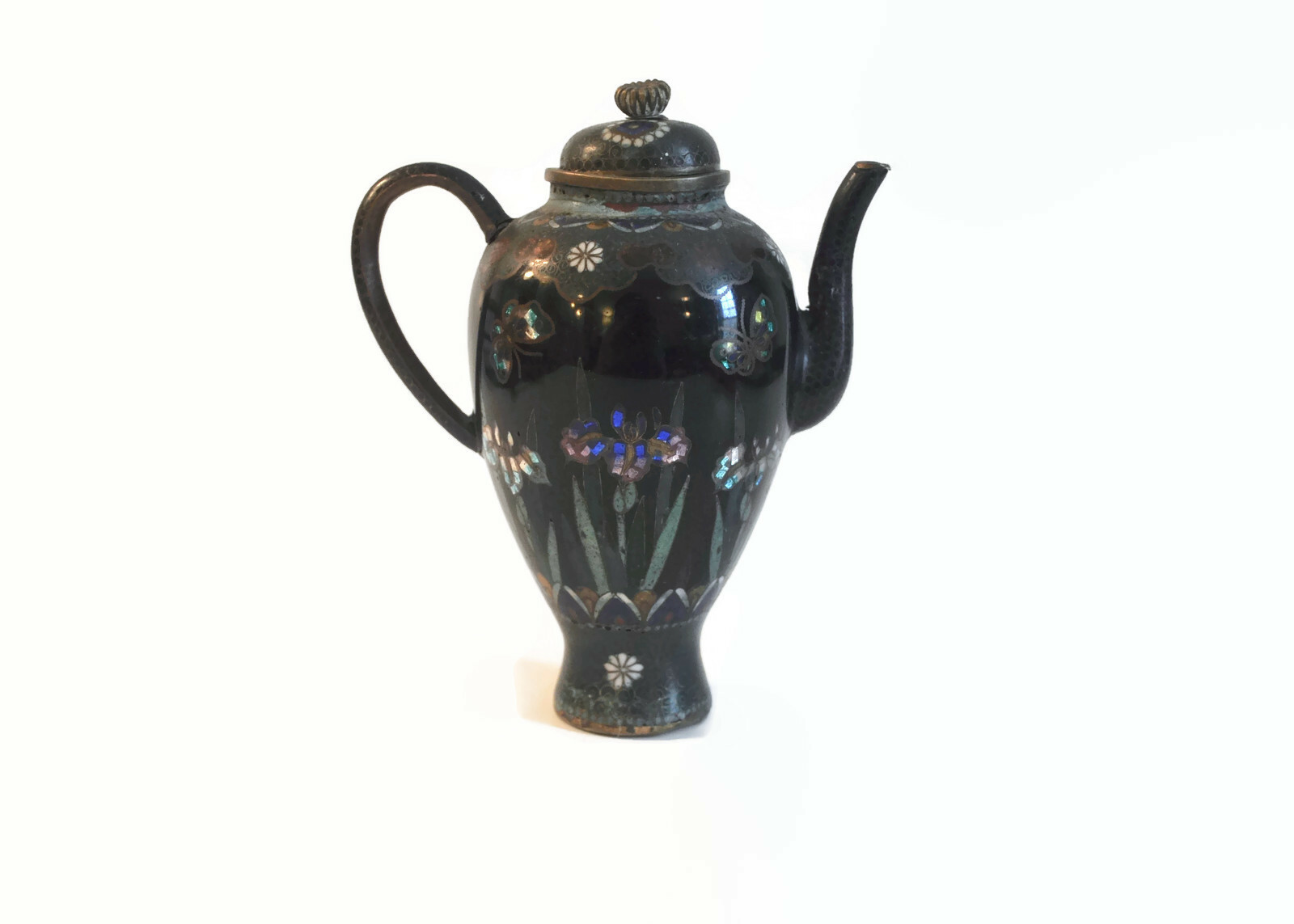 Antique Japanese Cloisonne Teapot 19th Century Meiji Era 1800s Enamel Tea Pot