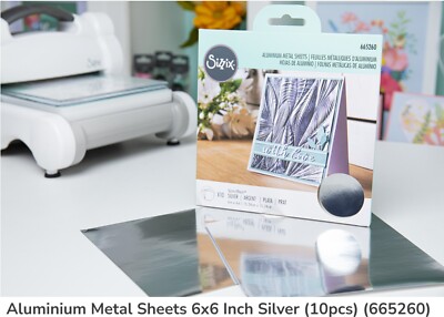 Sizzix 6'' x 6'' Silver 10pc Aluminium Sheets #665260 Retail $9.99 Adhesive backed