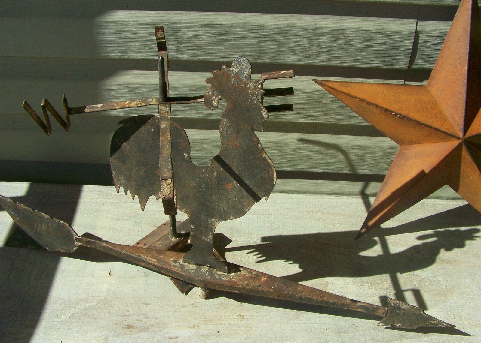 Vintage antique weatervane rooster hand cut, hand forged