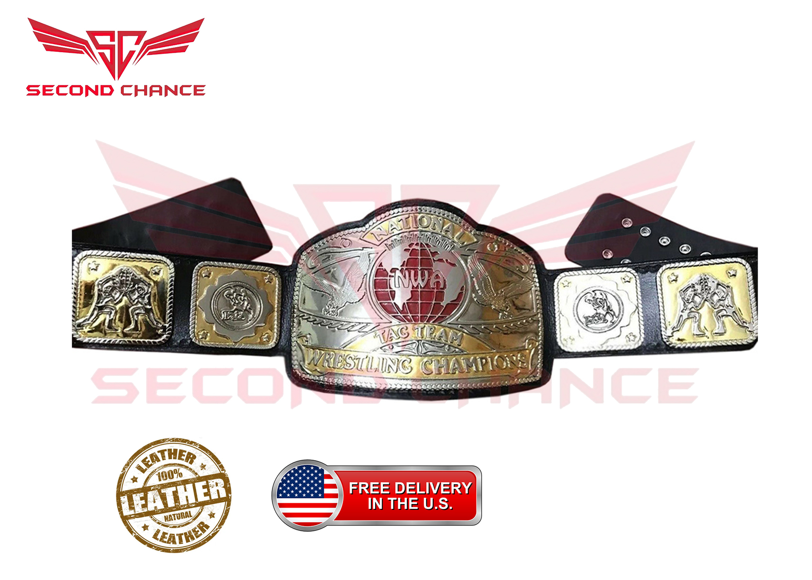 NWA NATIONAL TAG TEAM CHAMPIONSHIP WRESTLING Belt Replica 2mm/4mm Zinc Plates - Picture 1 of 4
