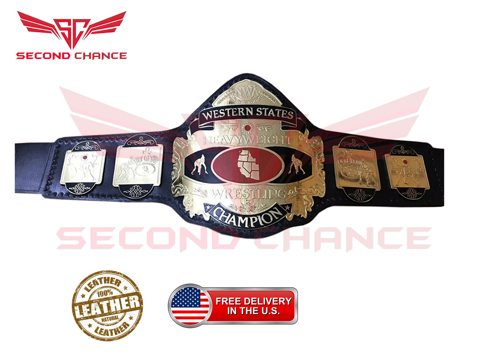 NWA Western States Heavyweight Wrestling Championship Belt Adult Size Replica - Picture 1 of 4