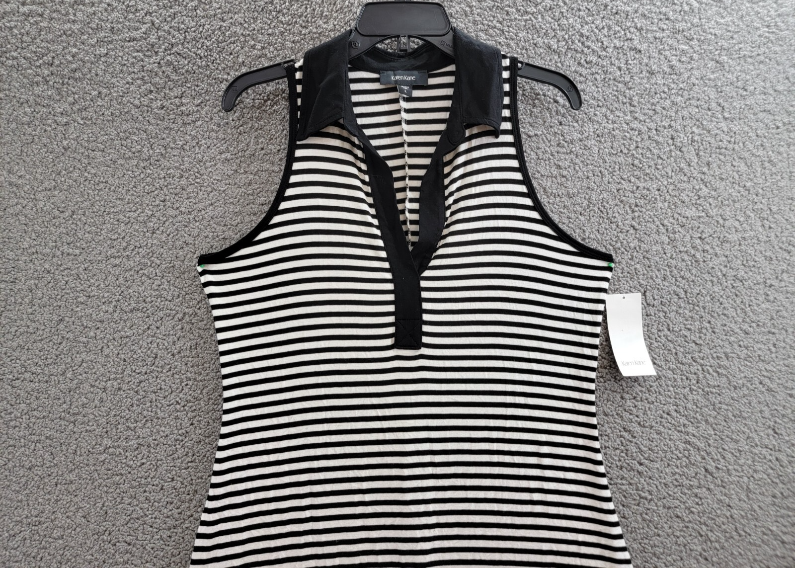 Karen Kane Sleeveless Contrast Collar Dress Women's Large Stripe Pullover Style - Picture 3 of 15