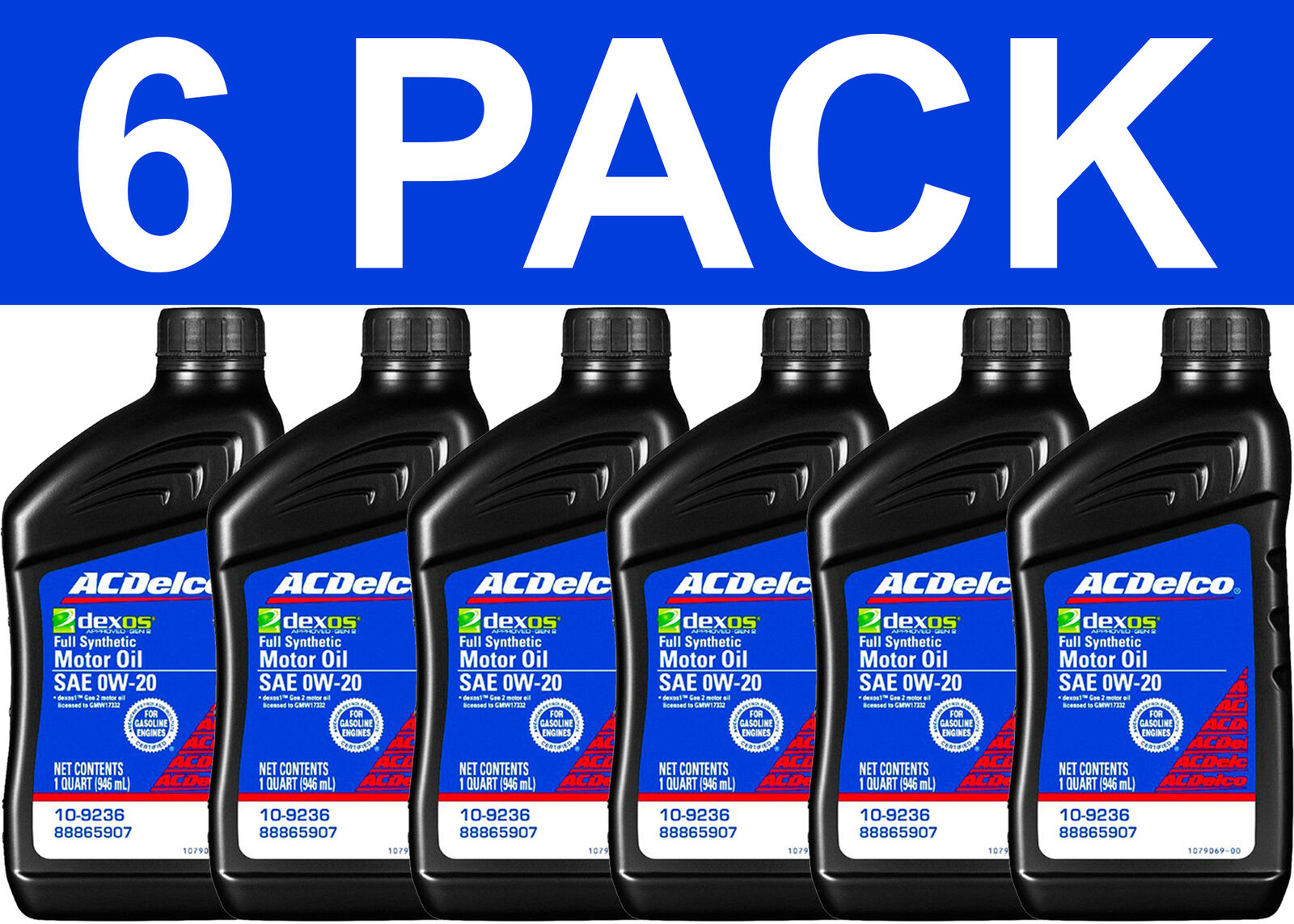 6 Pack AC Delco 10-9236 Fully Synthetic SAE 0W-20 Gen 2 6 Pack AC Delco 10-9236 Fully Synthetic SAE 0W-20 Gen 2