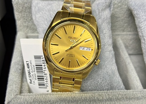 Pre-owned Seiko 5 Sport Gold Tone Automatic Mechancial Watch Snkl48k1 Usus