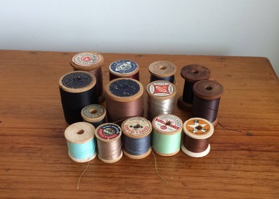 14 Vintage Wood Wooden Thread Spools