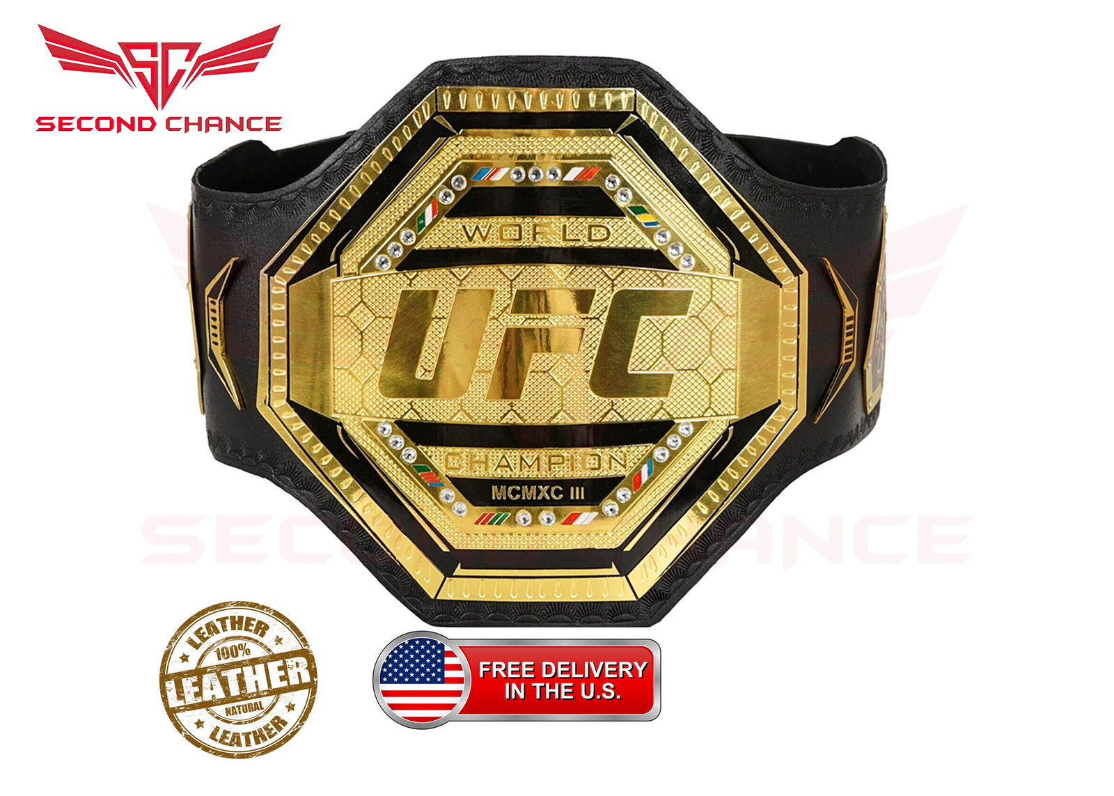 UFC World Championship Replica belt 2mm/4mm Zinc Wrestling belt Adult Size - Picture 1 of 3