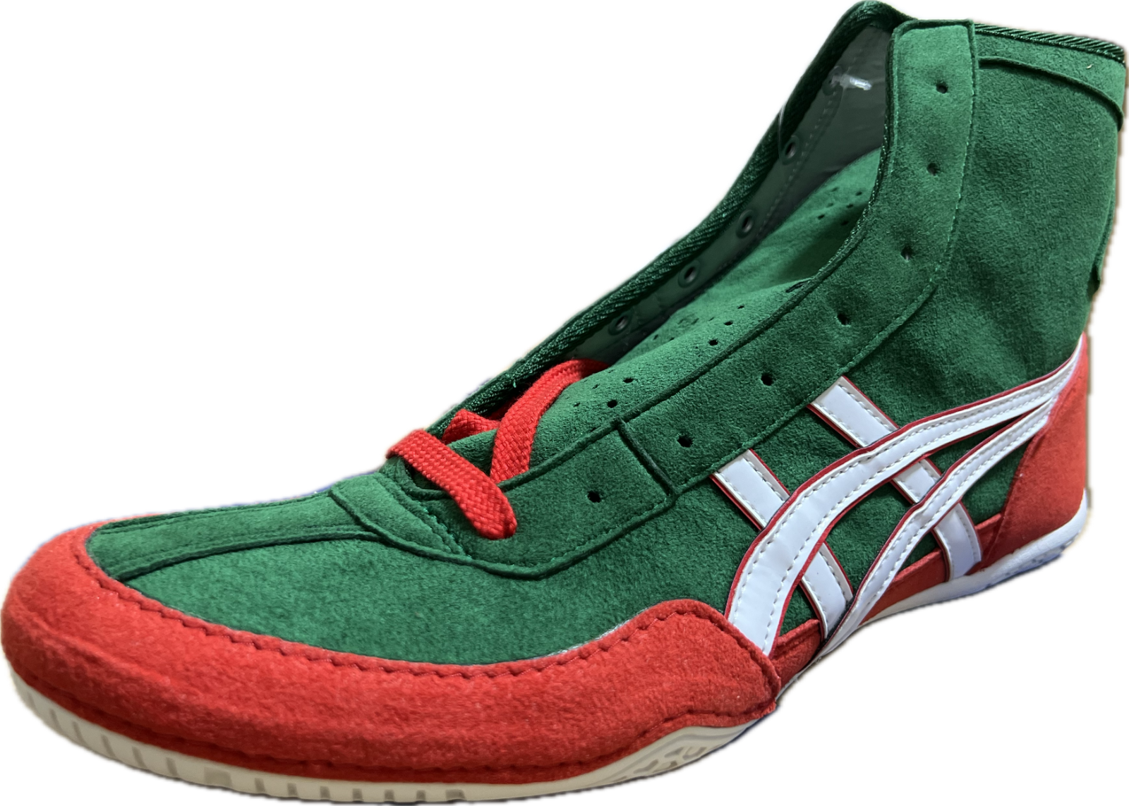 asics Boxing Wrestling Shoes Green × Red White Line Red NEW EX-EO TWR900 Next