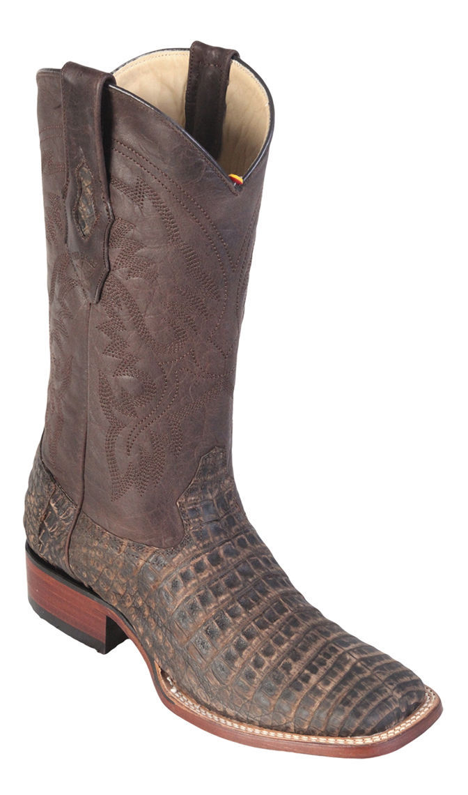 Pre-owned Los Altos Boots Los Altos Brown Genuine Crocodile Caiman Square Toe Western Cowboy Boot D Width
