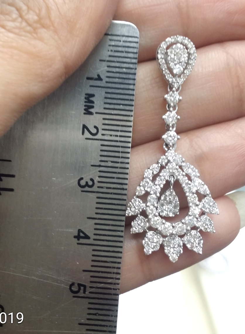 Pre-owned Handmade Deal 3.50ct Natural Round Diamond Hanging Chandeliers Earrings In 14k Gold In White