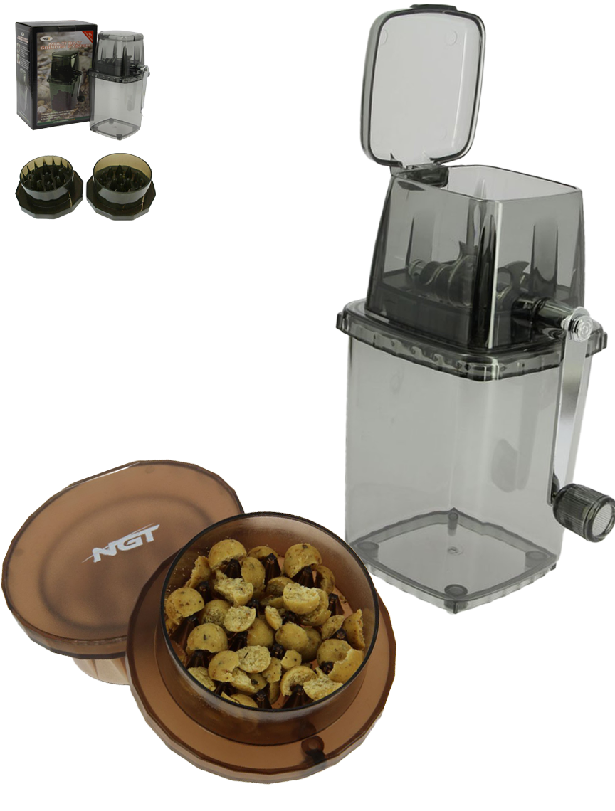 NGT Boilie Crusher Grinder Set - Handcrusher Bait Mühle System Karpfen Futter 