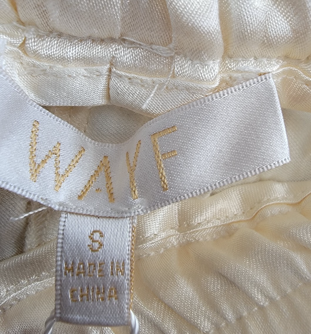 WAYF Fynn Satin Wide Leg Pants Women's S Cream Elastic Waist Pull On Styling~ - Picture 10 of 17