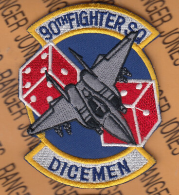 USAF Air Force 90th Fighter Sq FS DICEMEN F-15 ~3.75'' patch c/e