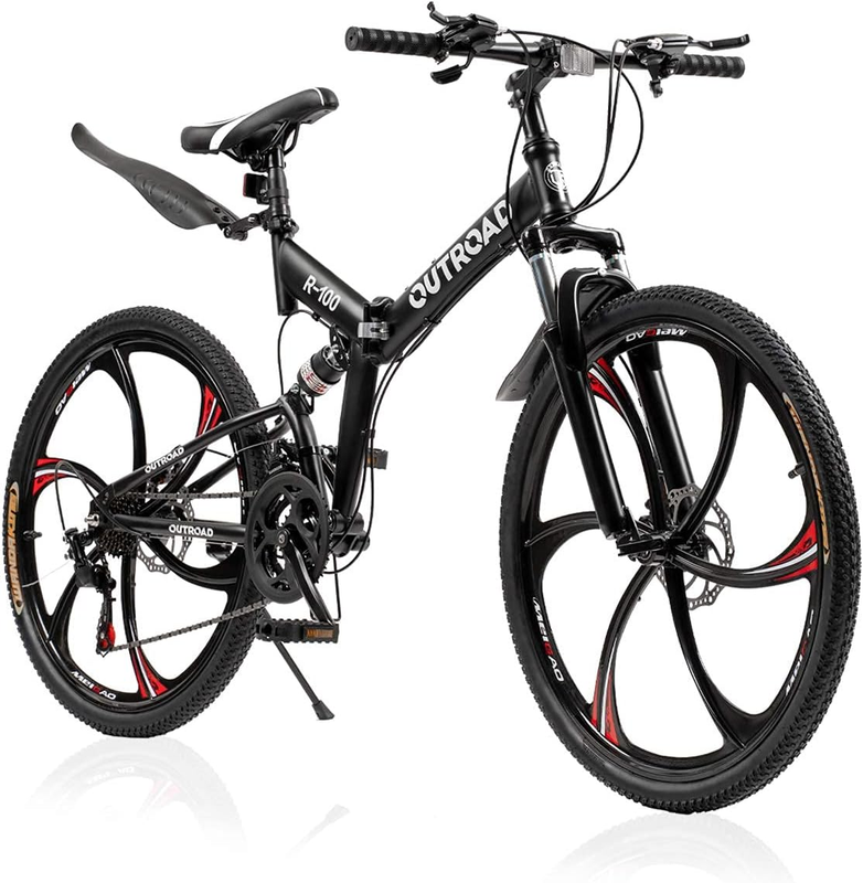 26 Inch Folding Mountain Bike, Full Suspension,High-Carbon Steel,