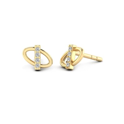 0.08 CT Round Lab Grown Diamond Women's Four -Stone Pretty Stud 14K Yellow Gold