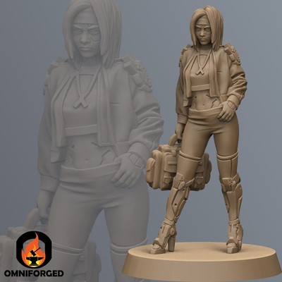 AbbyTurner Cyberpunk Gaming Figure | Unit9 | High Resolution 3D Printed | Table