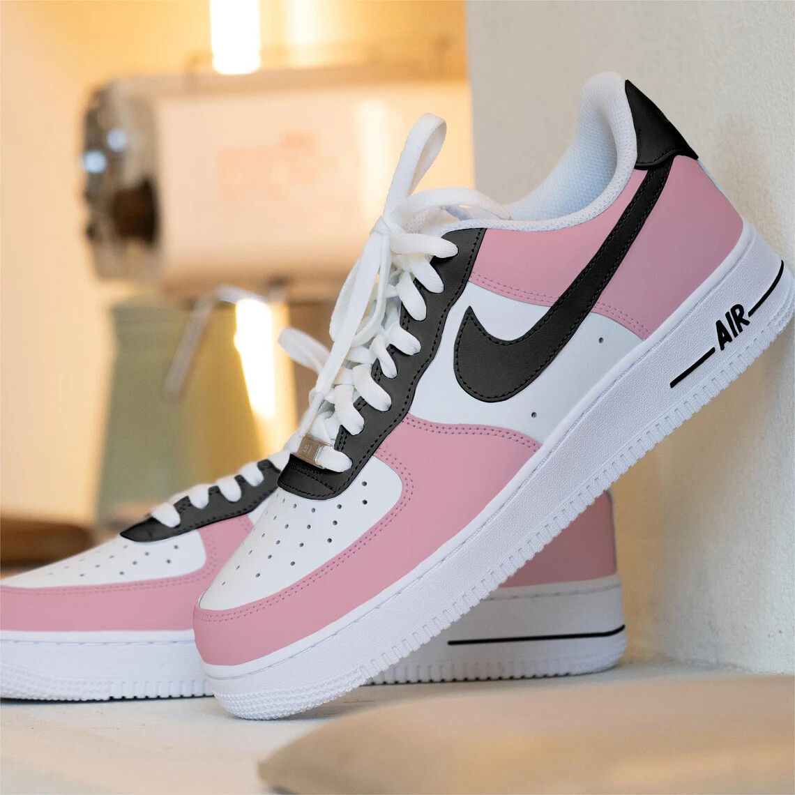 nike pink black white shoes