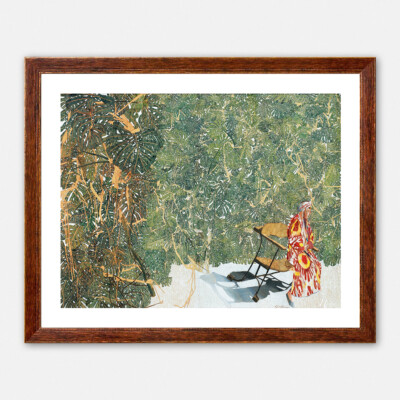 Sam Szafran - Lilette in ikat sitting on the Gaudi bench, Giclee Print, Poster