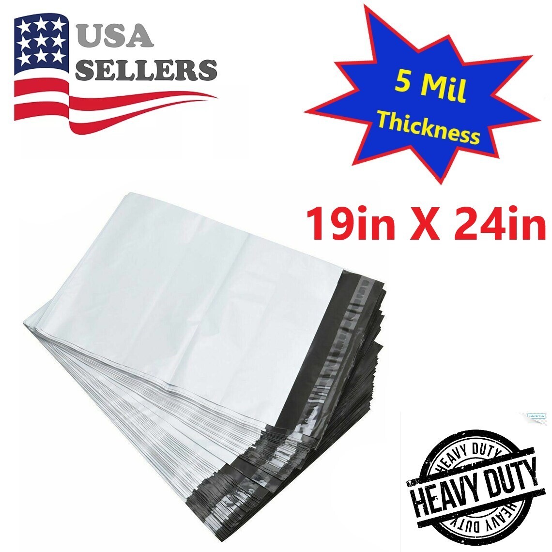 Poly Mailers Ultra Heavy Duty 5MIL Shipping Mailing Poly Bags 19in X 24in 100pks