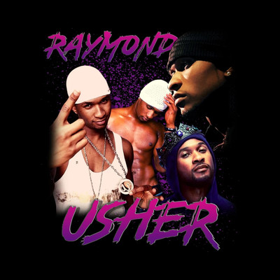 USHER RAYMOND Bootleg T-Shirt Short Sleeve Black Cotton Unisex S to 2345XL