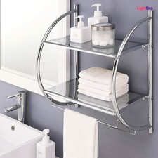 Toallero 2-Nivels Baño Estante Organizador Almacenamiento Cromo Montado