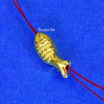 3.2x8mm 18k Yellow Gold Fancy Petite Koi Fish Design Spacer Finding Bead QTY: 1