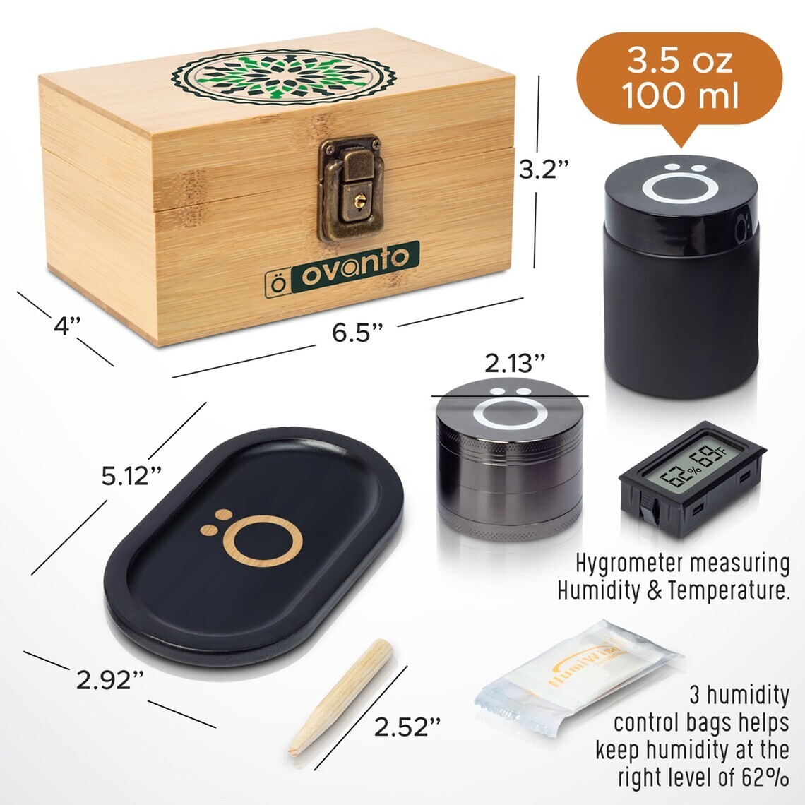 Premium Locking Stash Box Kit | Bamboo Storage Chest with Movable Tray Gift Set