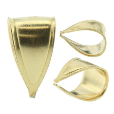 Grooved Tapered Bail for Chain Necklace Real Solid 14K Yellow Gold up to 7mm