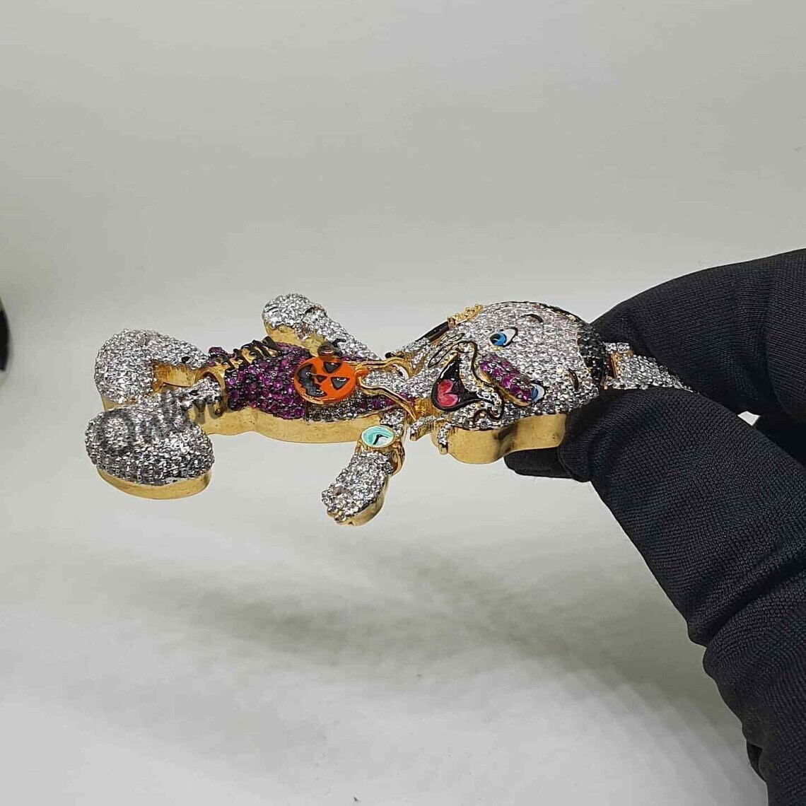 Pre-owned Online0369 Men's 4ct Multi Color Cubic Zirconia Character Charm Pendant Silver Free Stud