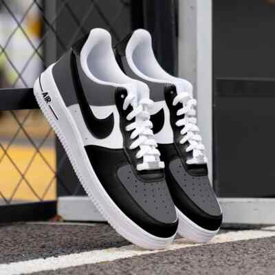 Air Force 1 Custom Black White Gray Shoes Monochrome Art Essence Mens Size 16