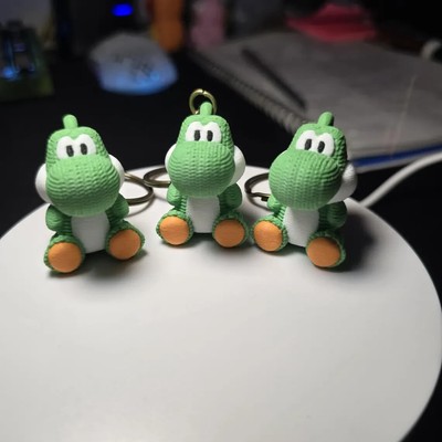 3D Printed Knit Yoshi Keychain - Adorable Handmade Yoshi Accessory