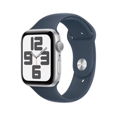 Apple Watch SE 2nd Gen 40mm GPS Silver w/ S/M Storm Blue Sports Band MRE13LL/A