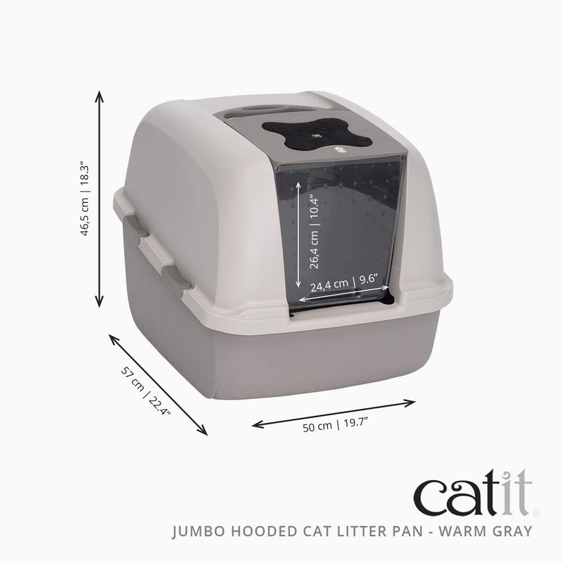 Catit Jumbo Hooded Cat Litter Pan - Warm Gray