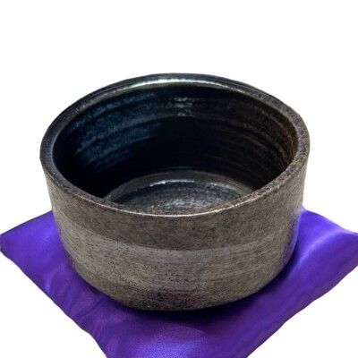 Matcha Chawan Tea Bowl Black White line Mino ware Japan Tea Ceremony