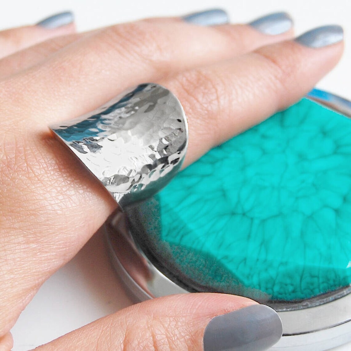 ヴィンテージ！Silver Chunky Tapered Band リング Vintage Sterling Silver Chunky Chain Band Ring, UK Size Y
