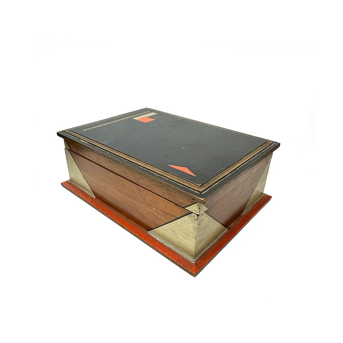 Paul Frankl Attibuted Painted Art Deco Wooden Jewelry Box