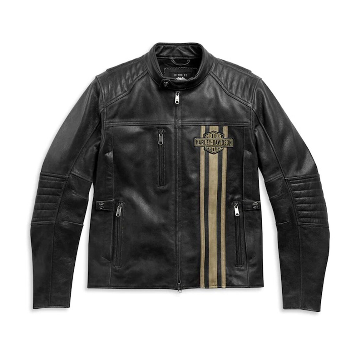 Pre-owned Harley-davidson Men's Hd Black Motorcycle Real Cowhide Harley Davidson Leather Jacket For Riding