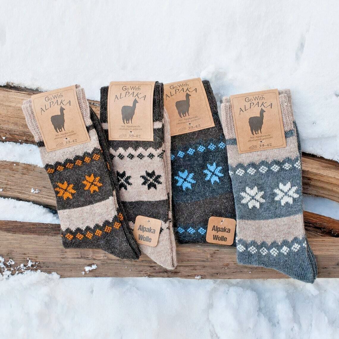 Alpaca Thermal Wool Socks for Women and Men - 2 PAIRS - Thick Knitted