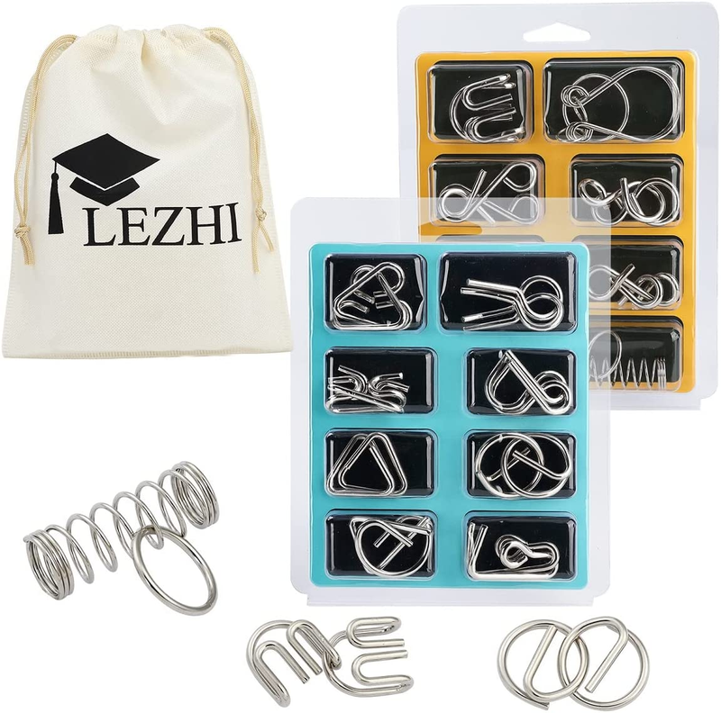 16Pc Metal Wire Puzzle Toy Brain Teaser Game Mind Iq Test Magic Trick Kids Gift