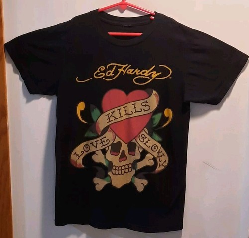 【Ed hardy】 Y2K ドクロTシャツ Vintage Late 90s Y2K Ed Hardy Shirt Skull USA Love Kills