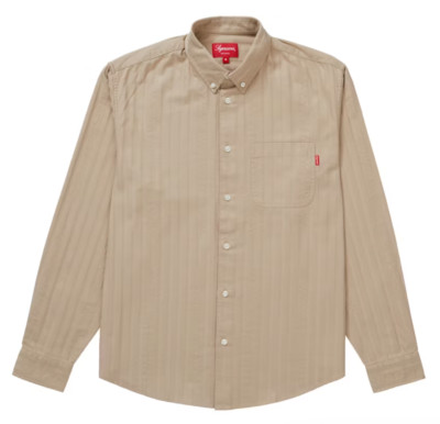 FW20 SUPREME JACQUARD STRIPE TWILL BUTTON UP SHIRT TAN SZ XL (Bin #7)
